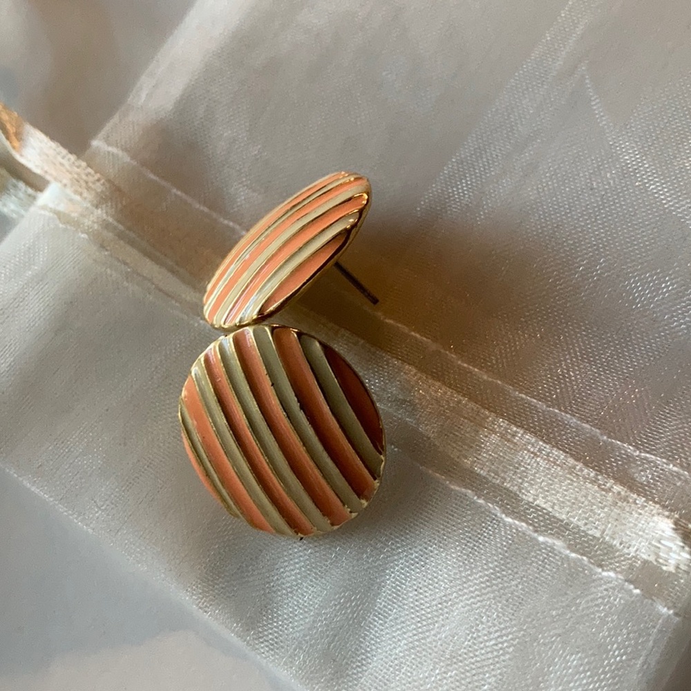 Striped coin earrings